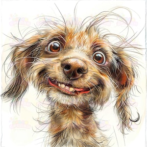 17 Wunderliche Mutt Art - Scruffy Mixed Breed Dog Clipart | Ausdrucksstarke Hunde Illustration | Niedliches Mutt Design für Drucke & Dekor, hohe Auflösung