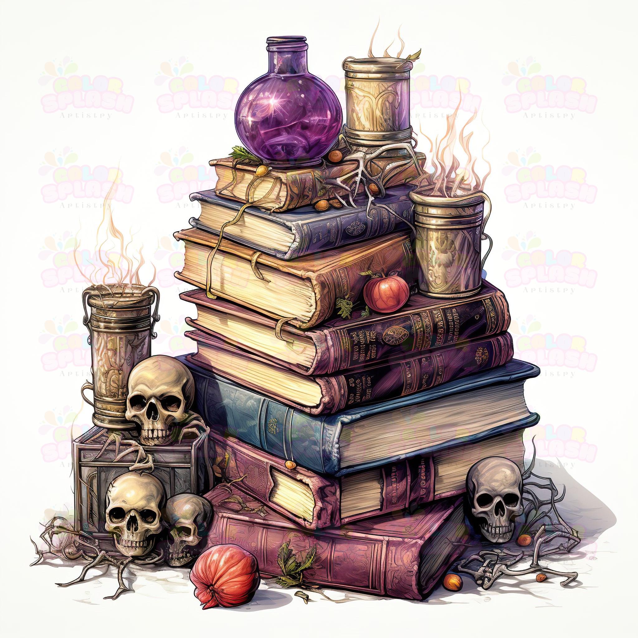 14 Spooky Books With Potions | Vintage Witchcraft Decor | Halloween ...