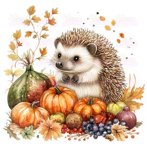 13 Clipart hérisson moissonneuse | Art mignon de hérisson pour le décor d'automne | Art imprimable en téléchargement numérique