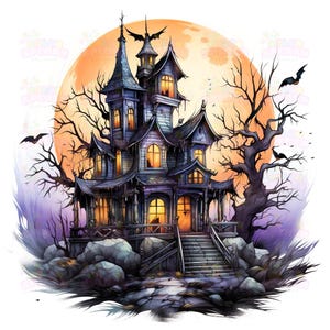 19 Spooky Witch House Art | Haunted House Illustration | Halloween Decor | Creepy Cottage Wall Art | Witchy Home Decor, High Resolution