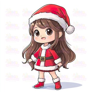 18 schattige kerstmanmeisjesillustratie | Kerstverkleedkunst | Clipart kerstfiguren voor kinderen | Feestelijk kerstmankostuum, hoge resolutie