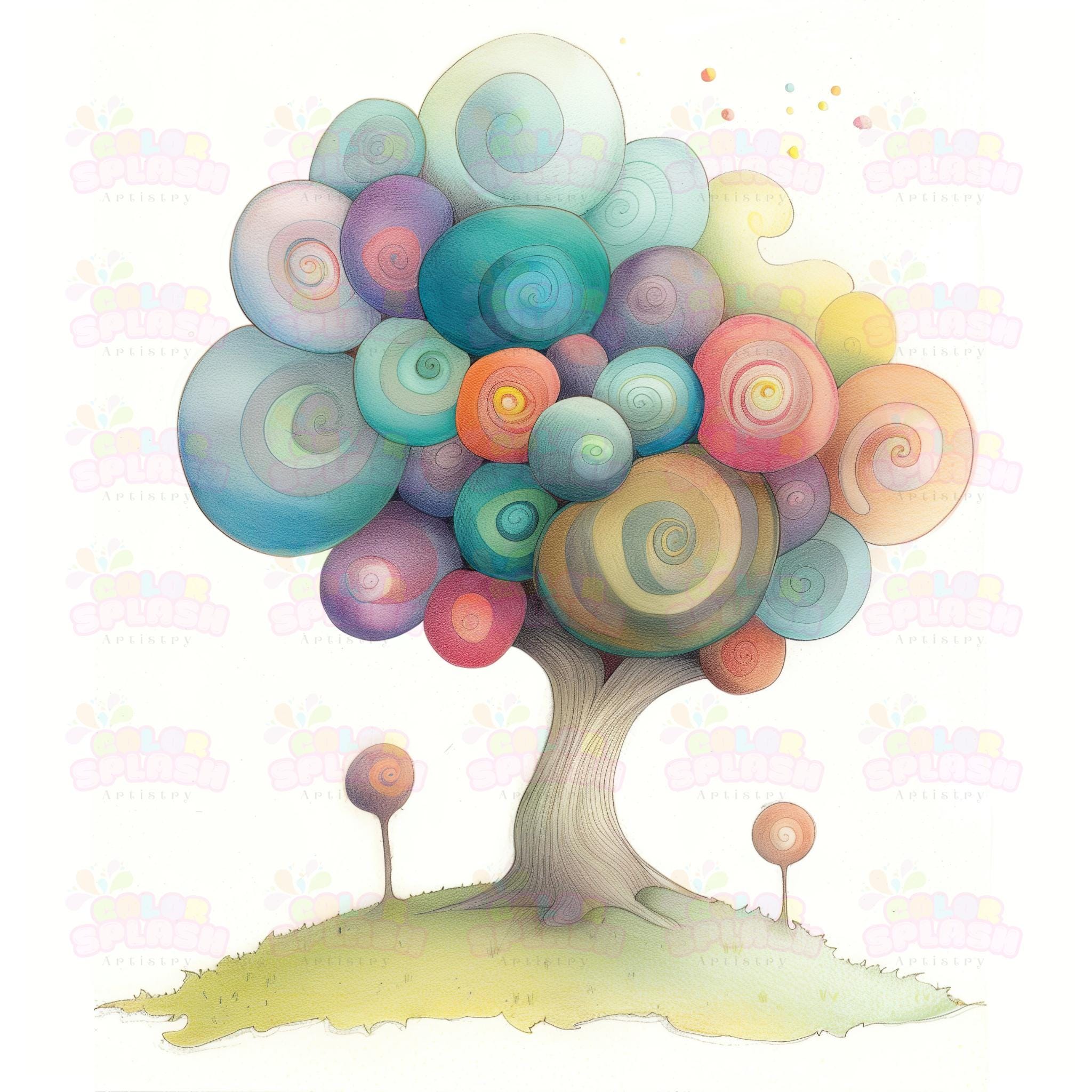 15 Whimsical Tree Art | Fantasy Tree Design | Colorful Tree Print for ...