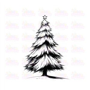 13 árboles de Navidad dibujados a mano / Decoración navideña sencilla / Clipart de árbol minimalista para un diseño navideño acogedor, alta resolución