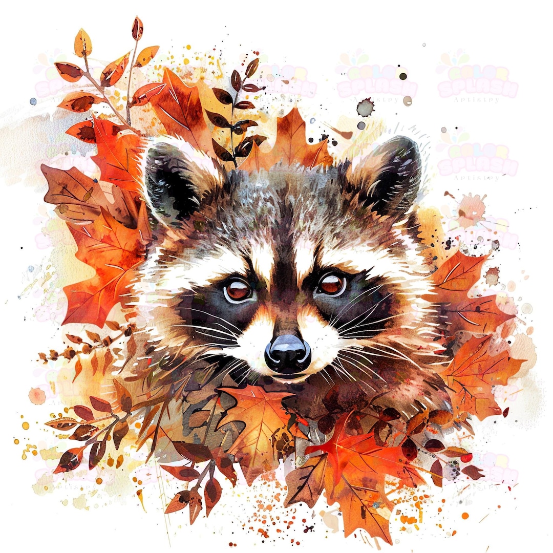 15 Cute Fall Raccoon Clipart | Autumn Animal Printable Art | Digital ...