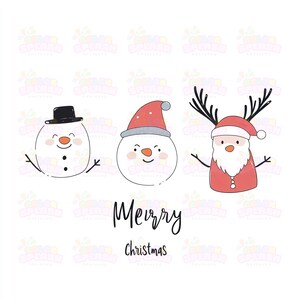 15 obras de arte navideñas minimalistas con dibujos de muñecos de nieve, Papá Noel y cabeza de reno, caligrafía navideña sobre fondo blanco