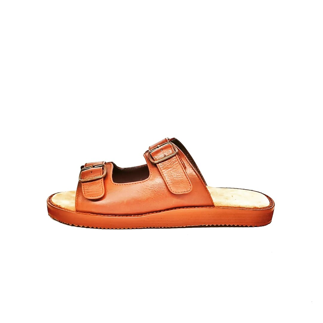 Spanish Leather Slide Sandals for Men /leather Slide Sandal for Men