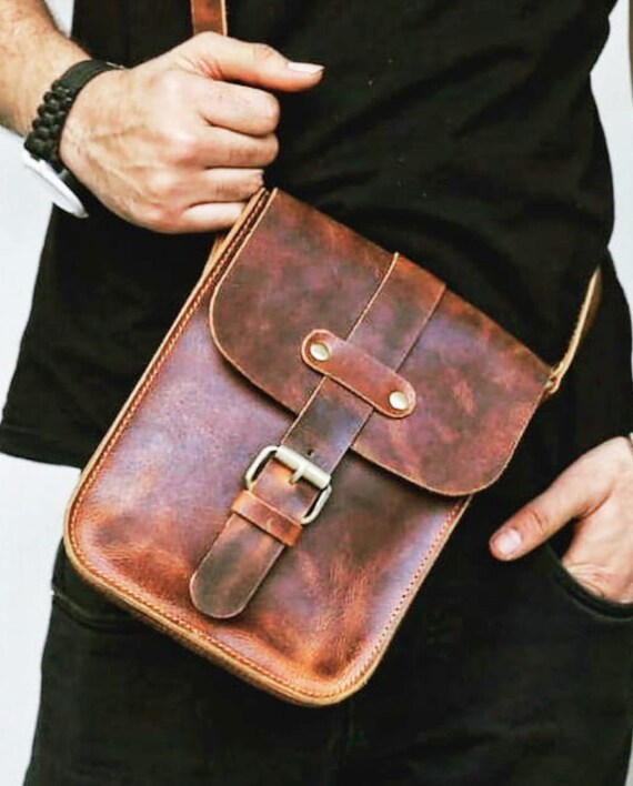 Distressed leather crossbody bag 2025