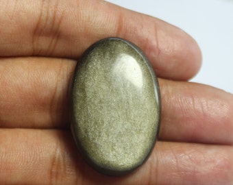 Golden Sheen Obsidian Cabochon Loose Gemstone  Golden Sheen Obsidian Cabochon For Jewelry Making and Wire Wrap 43ct 34x22x7mm #658