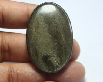 100% Natural Golden Sheen Obsidian Gemstone, Handmade Golden Obsidian Cabochon, Obsidian Loose Stone For Jewelry. 58 Ct #1157