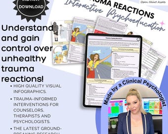 Paquete de afrontamiento del trauma, terapia informada sobre el trauma, sanación del trauma, regulación del sistema nervioso, ejercicios somáticos, hojas de trabajo sobre trauma y TEPT complejo.