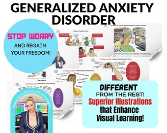 Generalized Anxiety CBT and Worry Worksheets, anxiety coping, anxiety worksheets, anxiety bundle, anxiety cards, DBT, test anxiety, coping