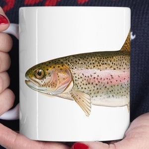 Coffee Mug Rainbow Trout Fisherman&#39;s Gift Fish Lovers Angler Art Fishing Enthusiasts
