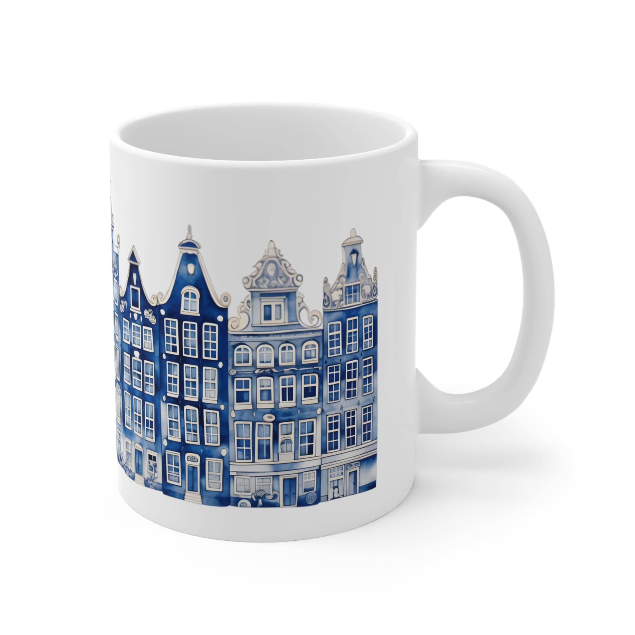 Coffee Mug Amsterdam Canal Houses Watercolor Delft Blue Style Designer ...