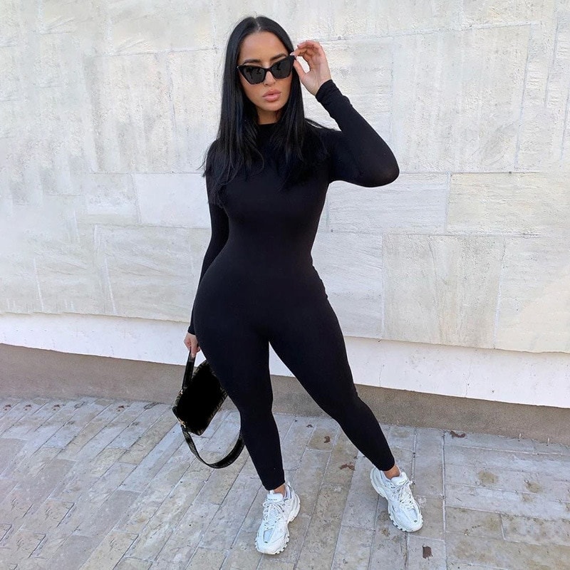 One Piece Jumpsuits For Women Sexy Bodycon High Waist Long Sleeve Romper  Party Clothing