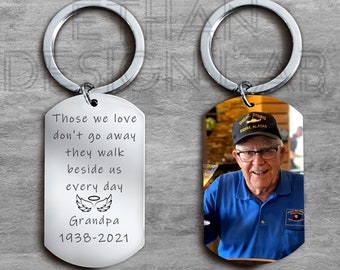 Those We Love Don't Go Away, Memorial Keepsake, Unique Sympathy Gift, Photo Memorial, Custom Photo Keychain, In Memory of Grandpa