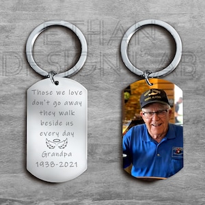 Those We Love Don't Go Away, Memorial Keepsake, Unique Sympathy Gift, Photo Memorial, Custom Photo Keychain, In Memory of Grandpa