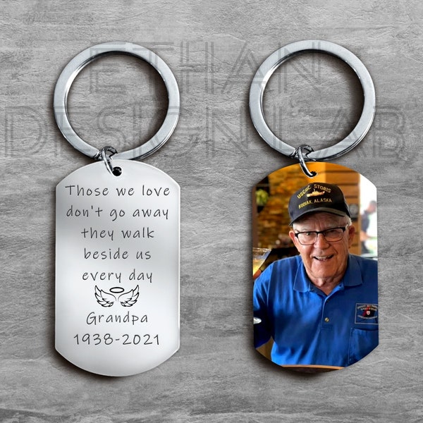 Those We Love Don't Go Away, Memorial Keepsake, Unique Sympathy Gift, Photo Memorial, Custom Photo Keychain, In Memory of Grandpa