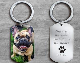 Once By My Side Forever In My Heart, Pet Memorial Keychain, Pet Sympathy Gift, Dog Picture Keychain, Pet Memory Gift, Pet Loss
