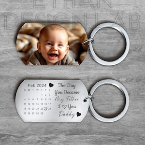 Premier cadeau de fête des pères, cadeaux personnalisés pour papa, porte-clé photo personnalisé, le jour où vous êtes devenu mon papa, nouveau porte-clé papa, cadeau papa