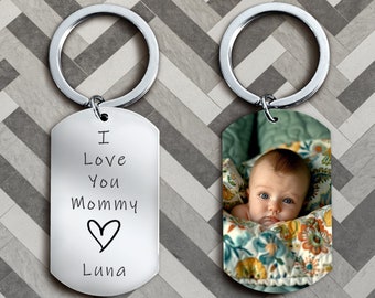 Porte-clés photo personnalisé pour mère, Je t'aime maman, Porte-clé photo personnalisé, Cadeaux photo pour maman, Cadeaux fête des Mères
