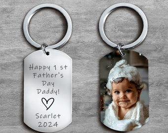 Happy 1st Father's Day, Custom Kids Picture Keychain for Dad, Picture Keychain for dad, Personalized Keychain, Photo Gifts For Men