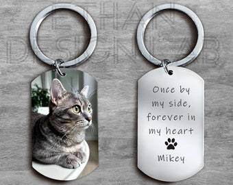 Personalized Cat Loss Pet Memorial, Cat Memorial Gift, Pet Keychain, Custom Photo Keychain, Dog Keychain, Cat Owner Gift, Memorial Keychain