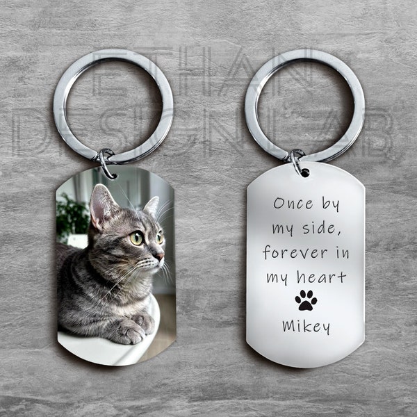 Personalized Cat Loss Pet Memorial, Cat Memorial Gift, Pet Keychain, Custom Photo Keychain, Dog Keychain, Cat Owner Gift, Memorial Keychain