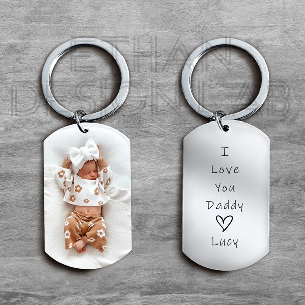 I Love You Daddy Keychain, Custom Kids Picture Keychain for Dad, Picture Keychain for dad, Personalized Keychain, Photo Gifts For Men