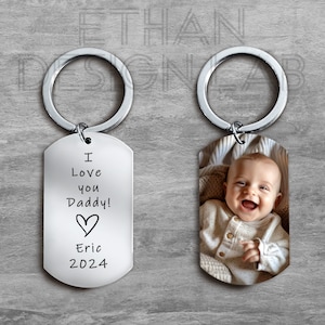 Je t'aime papa, porte-clés photo personnalisé pour enfants pour papa, porte-clé photo pour papa, porte-clé personnalisé, cadeaux photo pour homme, cadeau fête des pères