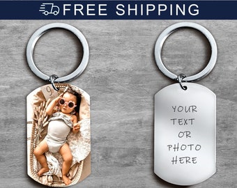 Father In Law Gift from kids, Custom Photo keychain, Picture Keychain for dad, Personalized Gifts For Men, Photo Gifts For Dad