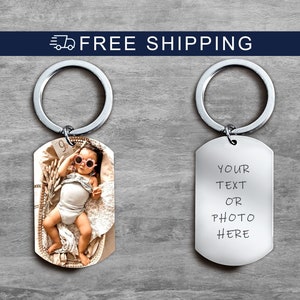 Father In Law Gift from kids, Custom Photo keychain, Picture Keychain for dad, Personalized Gifts For Men, Photo Gifts For Dad