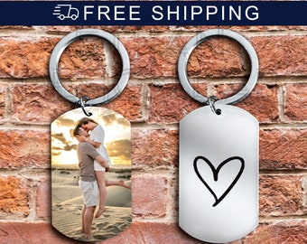 Custom Keychain Photo, Personalized Text Keychain, Boyfriend Keychain, Anniversary Gift for him, Gift For Boyfriend, Gift for her