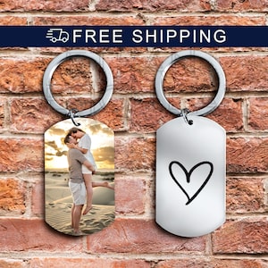 Custom Keychain Photo, Personalized Text Keychain, Boyfriend Keychain, Anniversary Gift for him, Gift For Boyfriend, Gift for her