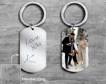 Custom Picture Keychain, Personalized Text Keychain, Actual Handwriting Keychain Custom Personalized Keychain for Women Men Gift Ideas