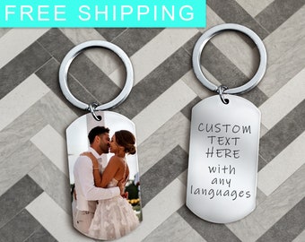 Custom Picture Keychain, Personalized Text Keychain, Anniversary Gift for him, Chirstmas Gift Keychain, Personalized Text Keychain