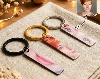 Custom Photo Keychain for Mom, Personalized Eye Photo Keychain, Mother's Day Gift from Daughter Son, Custom Face Keychain Gift