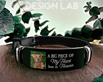Custom Memorial Bracelet – Pet Loss Gift, Funeral Favor, Personalized Remembrance Jewelry with Photo, “A Piece of My Heart Lives in Heaven”