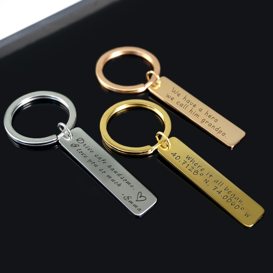 Custom Engraved Keychain, Personalized Stainless Steel Keychains