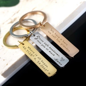 Personalized Stainless Steel Keychains, Custom Engraved Keychain, Personalized Gift for mom, Mom Birthday Gift From Kids, Handmade Key Rings