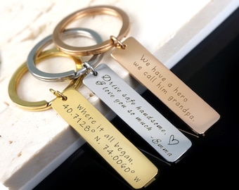 Personalized Stainless Steel Keychains, Custom Engraved Keychain, Personalized Gift for mom, Mom Birthday Gift From Kids, Handmade Key Rings