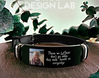 Those We Love Don't Go Away,Memorial Keepsake,Unique Sympathy Gift,Personalized Picture Bracelet,Custom Photo Bracelet,In Memory of Grandpa