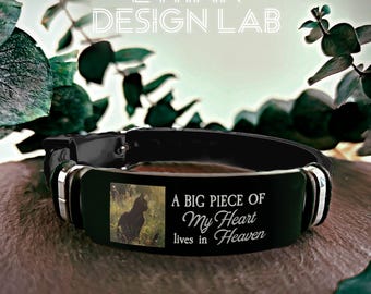 Custom Cat Memorial Photo Bracelet: Engraved Pet Name, Silicone Keepsake