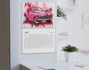 Wall Calendar for 2024. An artistic calendar with retro Car designs. This 2024 calendar is here to add an uplifting touch to any wall.