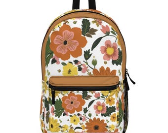 Floral Print Everyday Backpack, Waterproof School Travel Bag  display picture 2