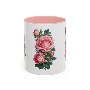 Coffee Mug, 11oz with Pink Roses - Romantic Coffee Mug