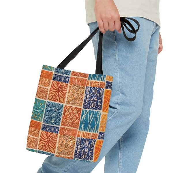 Colorful Summer Tote Bag, elegant shopping Bag, colorful patchwork print design, Beautiful and modern bag, Polyester practical tote bag.