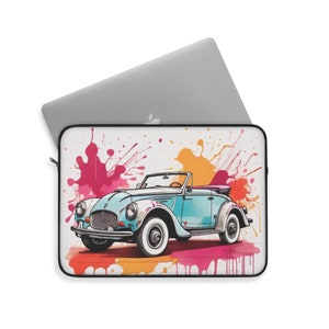 Laptop Sleeve cover with a stylish abstract colorful design of a Vintage Car. Protect your laptop from scratches.