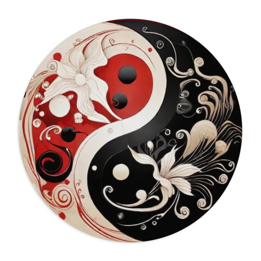Mouse Pad Round Shape, With a Beautiful Abstract Yin and Yang Design