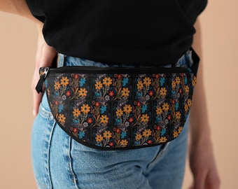 Travel Floral Bag Fanny Pack, elegant colorful Flower design, adjustable strap, Perfect for trips, One sided print, modern trendy travel bag