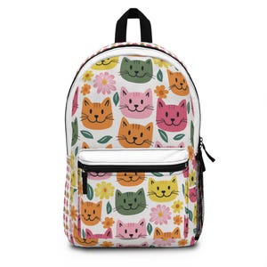 Schulreise jeden Tag Rucksack, eleganter AI-Druck, lustiges Katzendesign. Moderne, verstellbare Träger, wasserdicht, leicht, stark und langlebig.